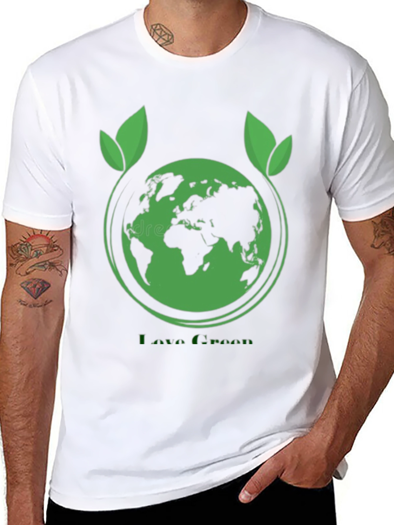 Eco-Friendly Love Green Black T-Shirt