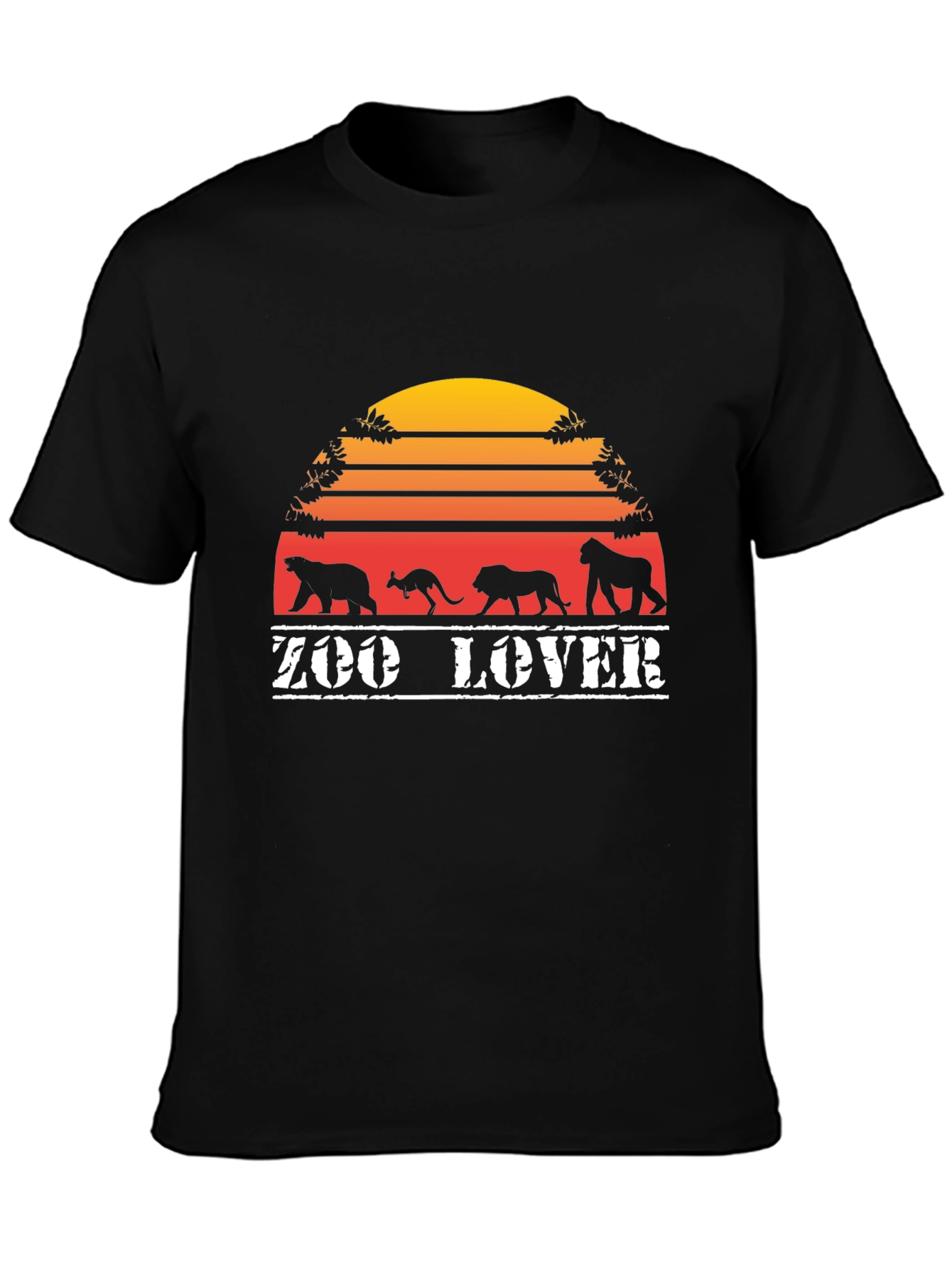 Zoo Lover T-Shirt Black Retro Animal Design