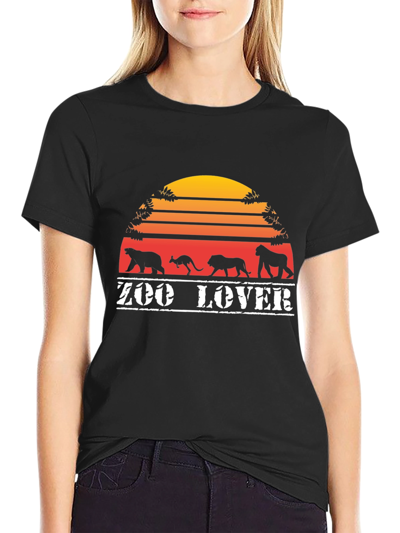 Zoo Lover T-Shirt Black Retro Animal Design