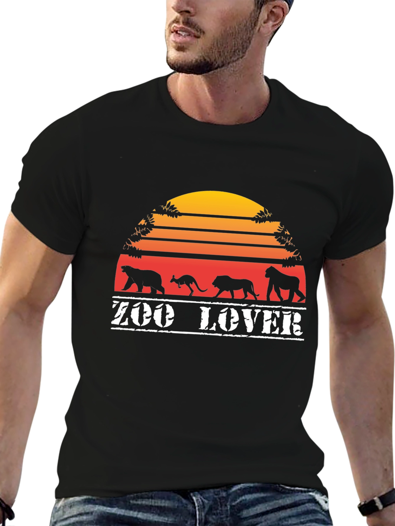 Zoo Lover T-Shirt Black Retro Animal Design