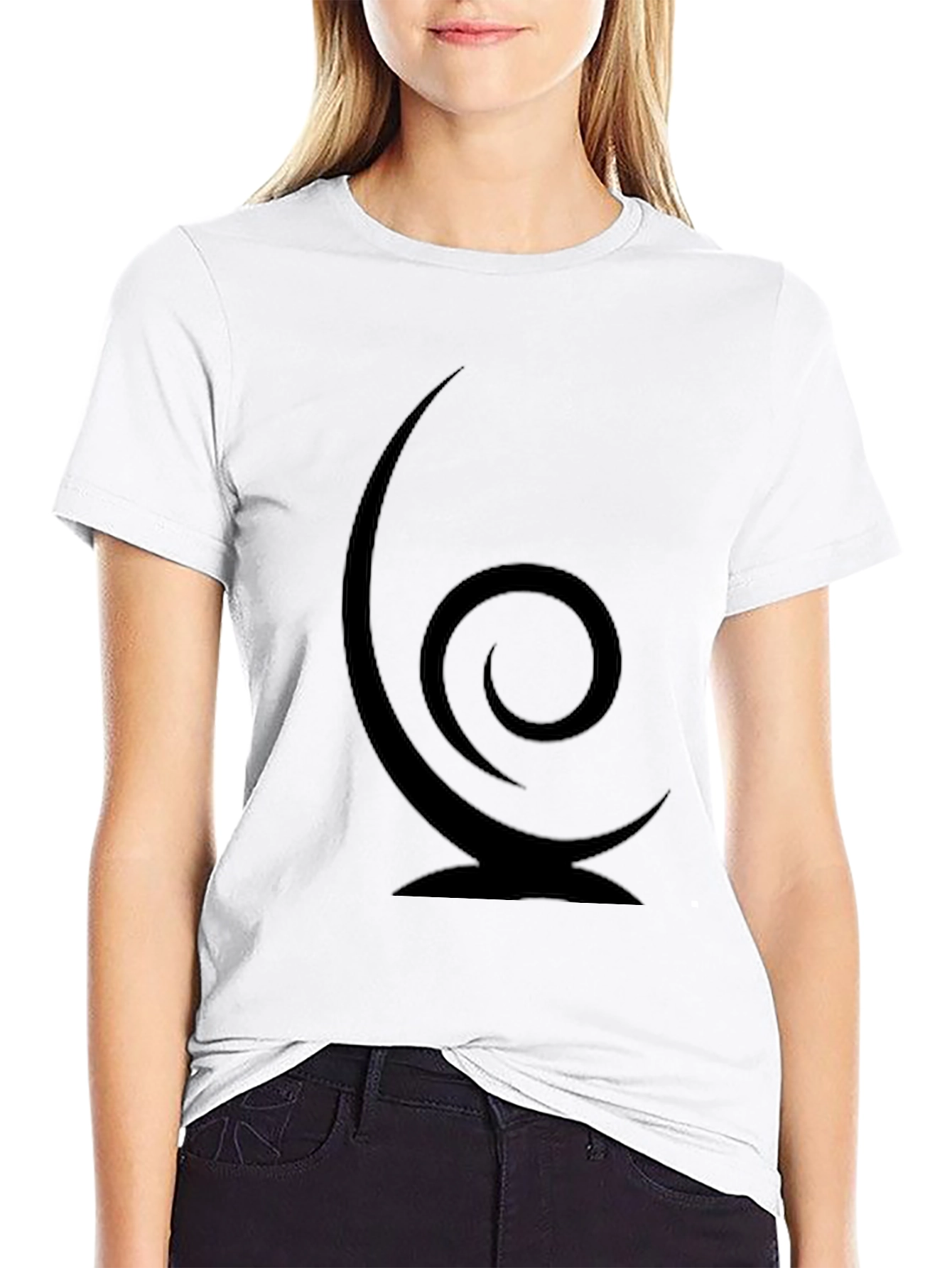 Spiral Graphic Print Black T-Shirt