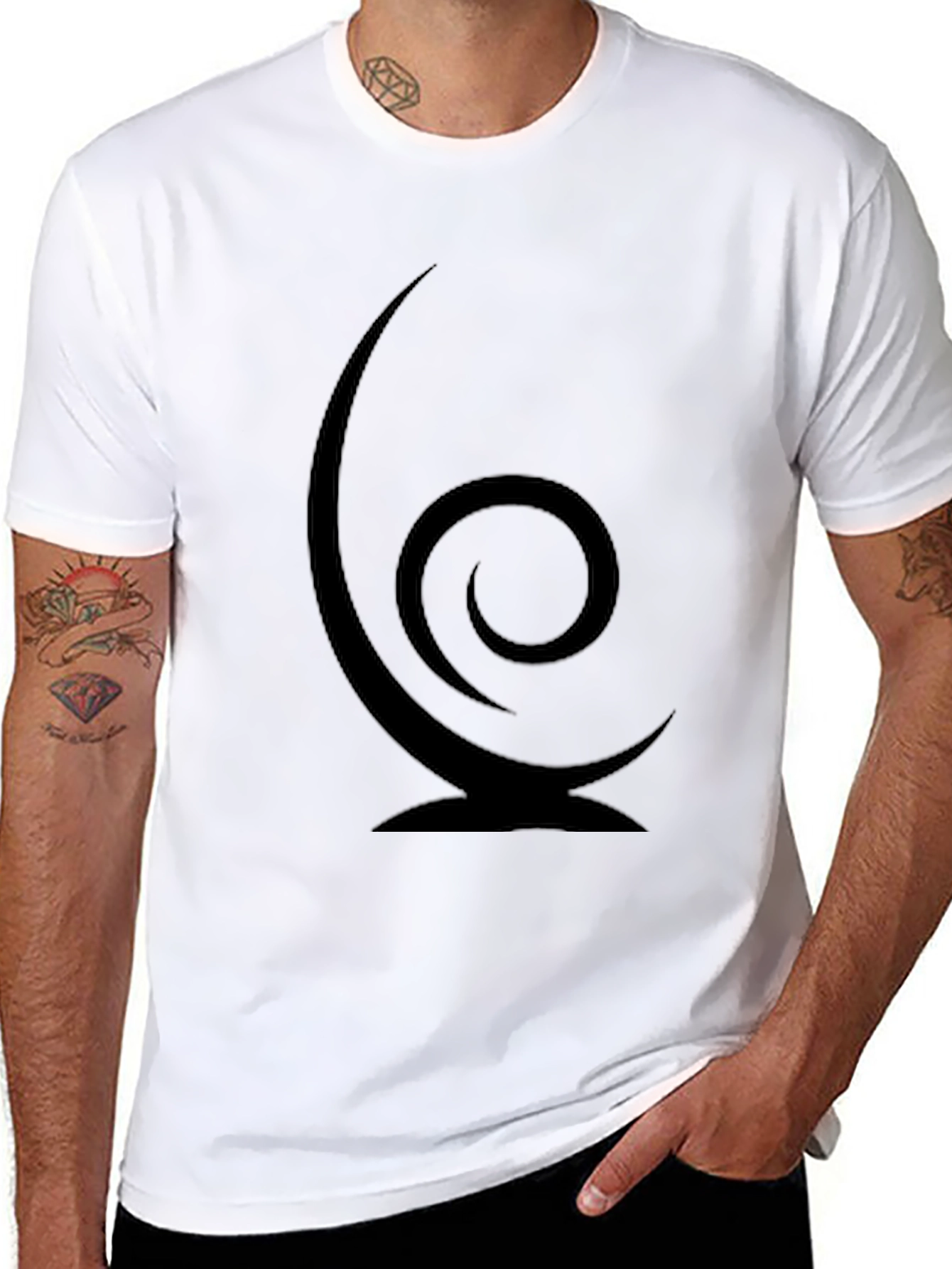 Spiral Graphic Print Black T-Shirt