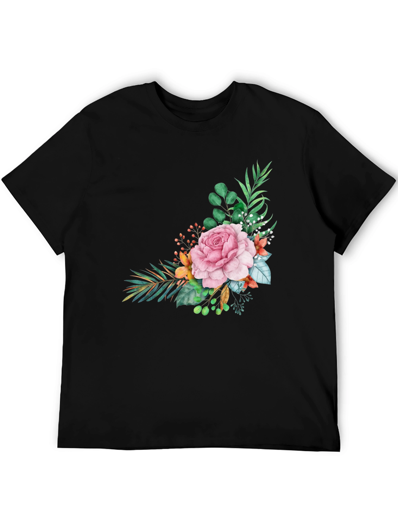 Floral Accent T-Shirt - Stylish & Comfortable