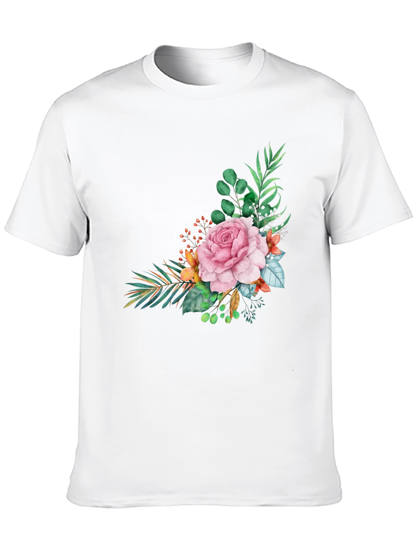 Floral Accent T-Shirt - Stylish & Comfortable