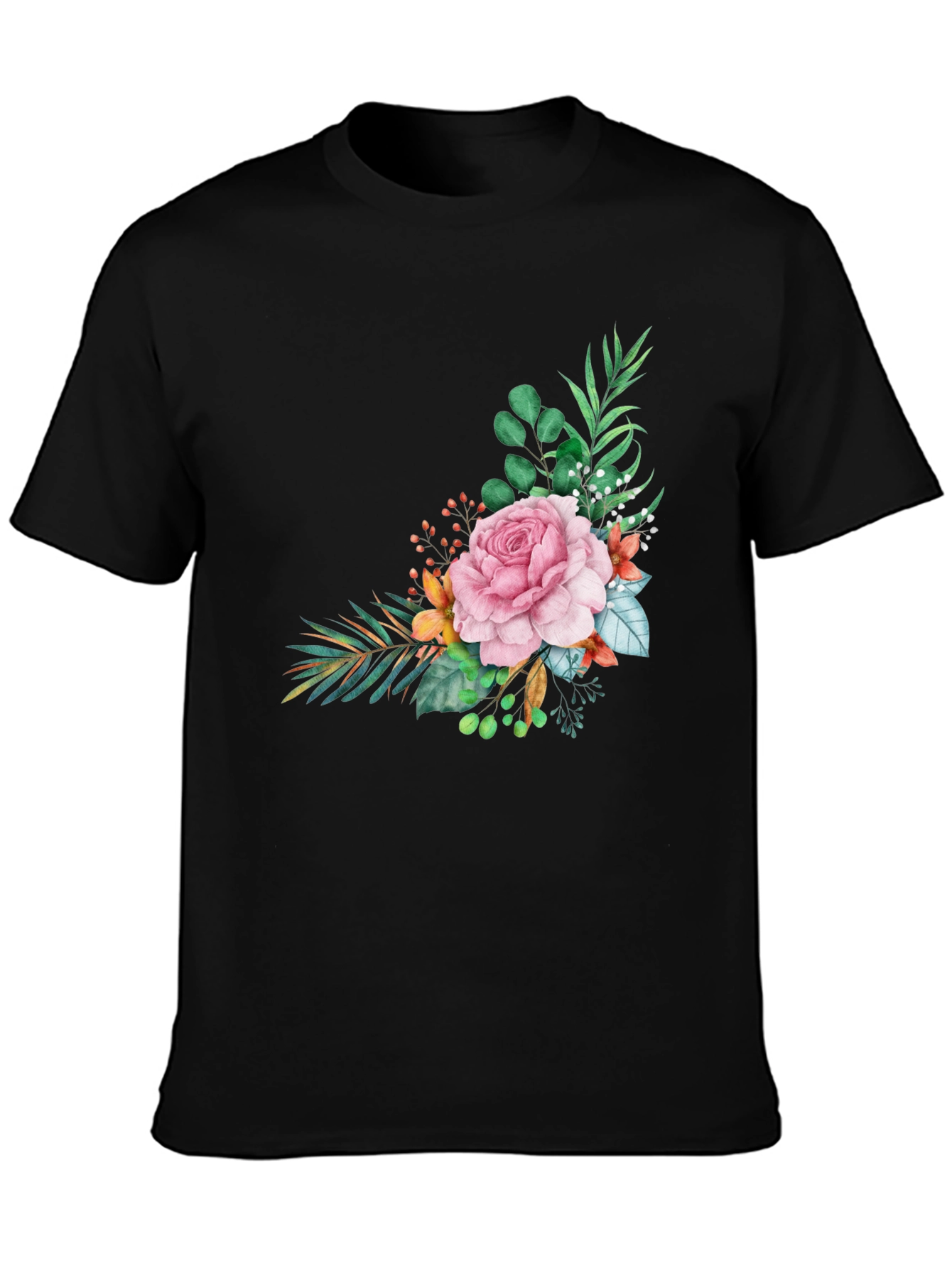 Floral Accent T-Shirt - Stylish & Comfortable