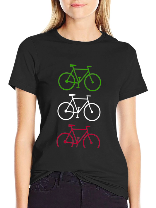 Bike Stack Tee - Green White Red Bicycles Graphic T-Shirt
