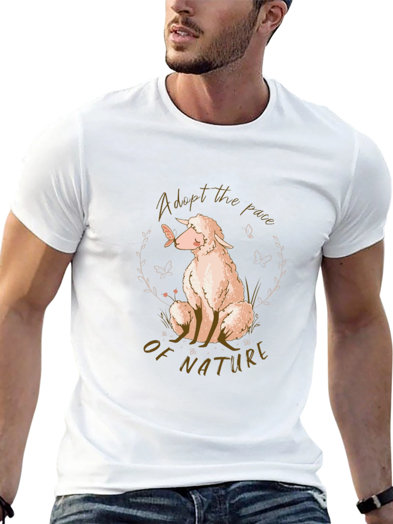 Adopt the Pace of Nature Sheep Graphic T-Shirt