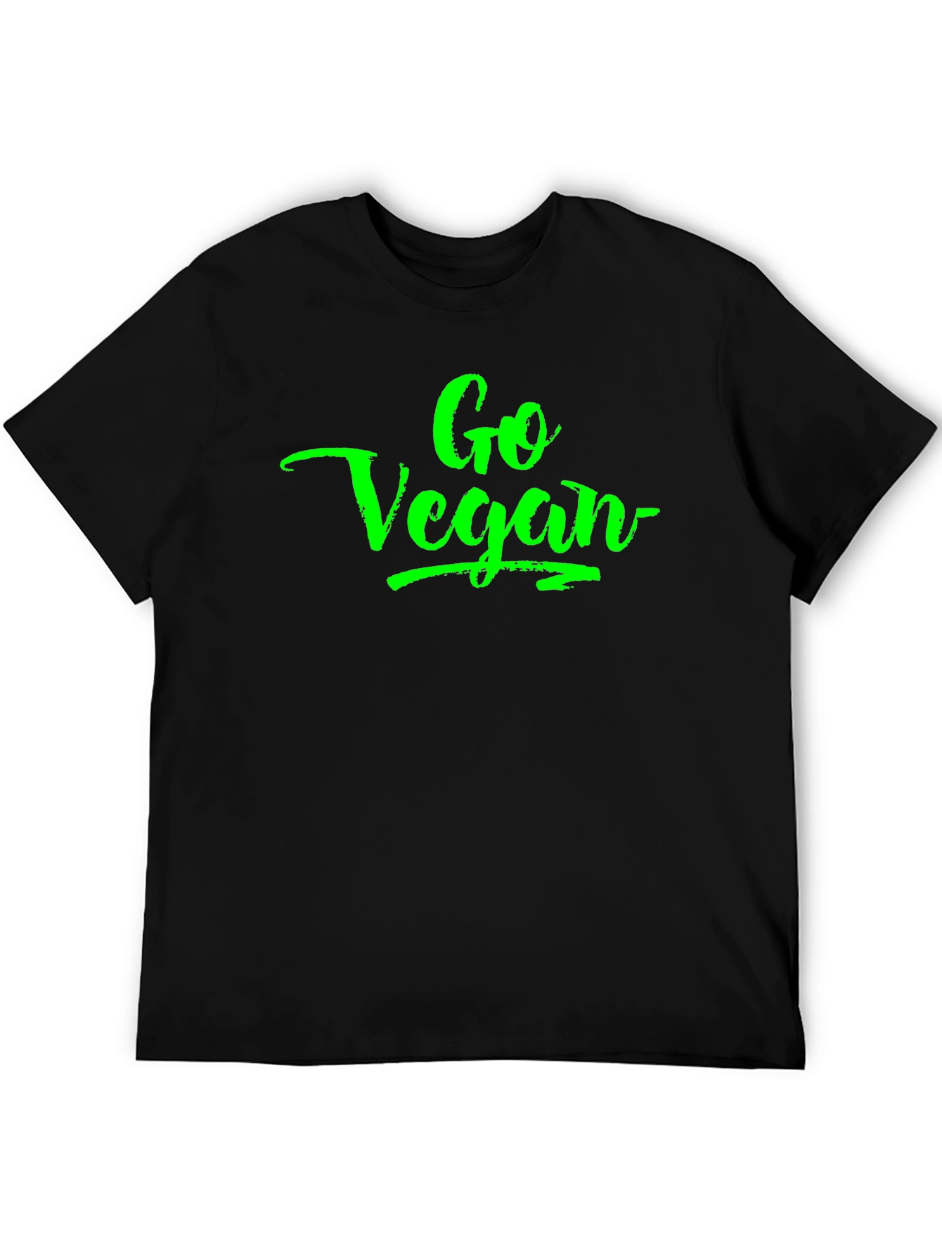 Go Vegan Green Lettering Black T-Shirt