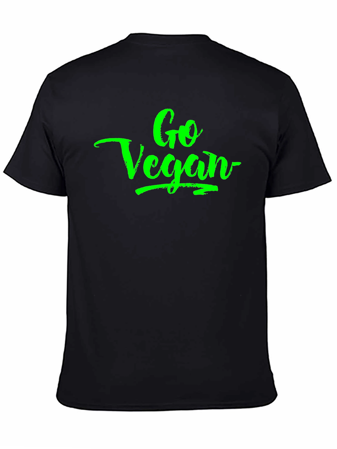 Go Vegan Green Lettering Black T-Shirt