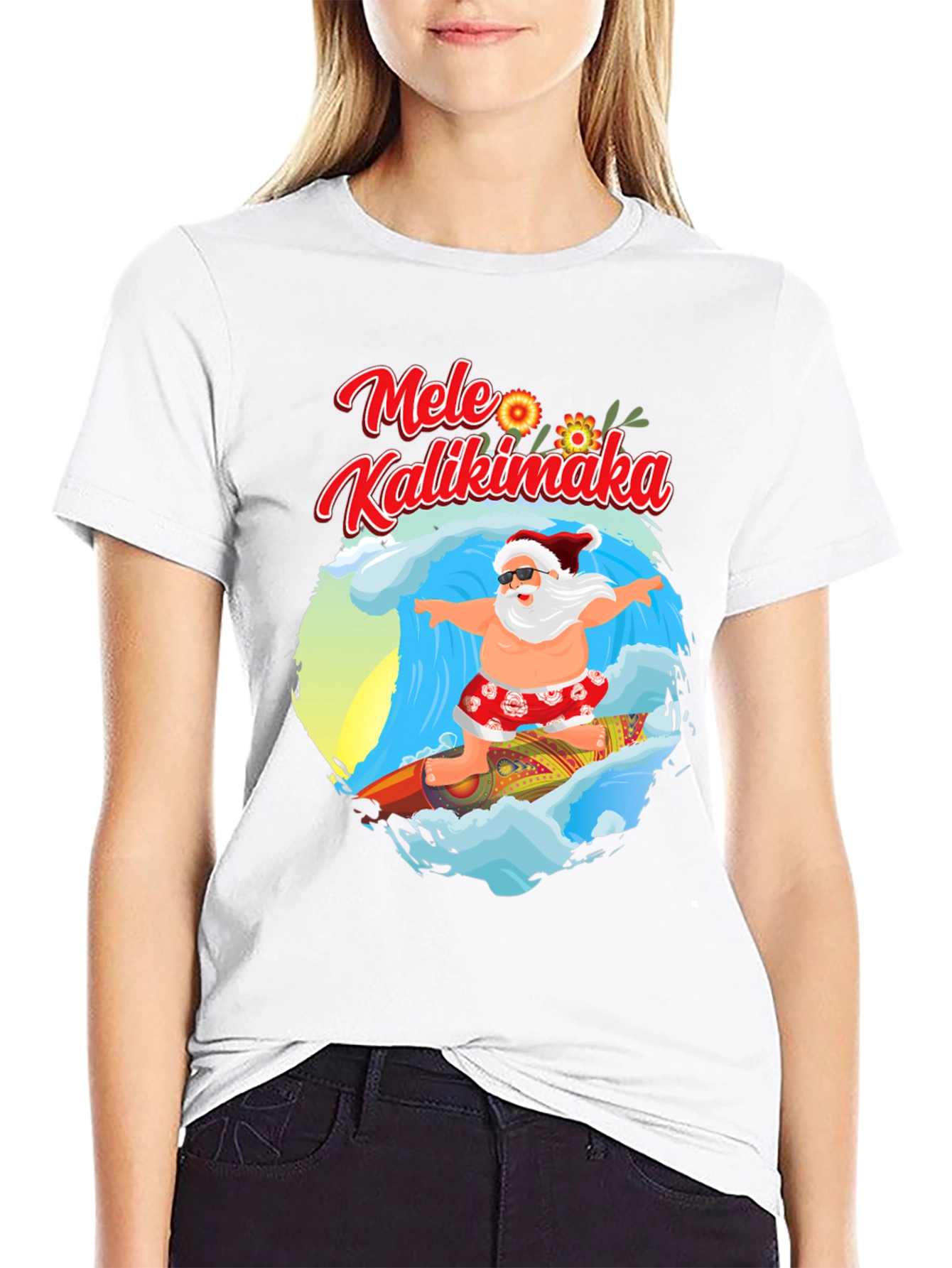 Mele Kalikimaka Surfing Santa T-Shirt