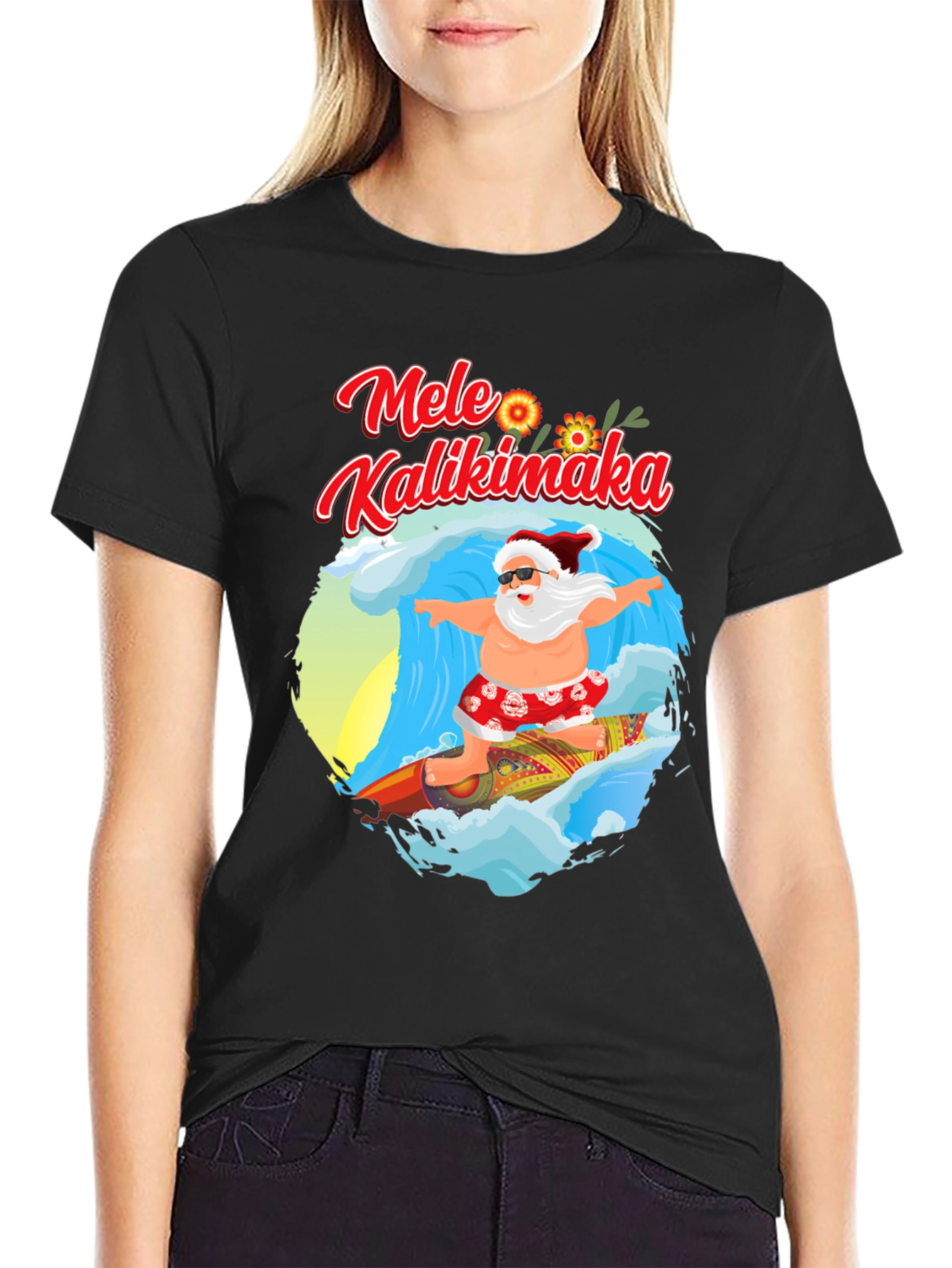 Mele Kalikimaka Surfing Santa T-Shirt