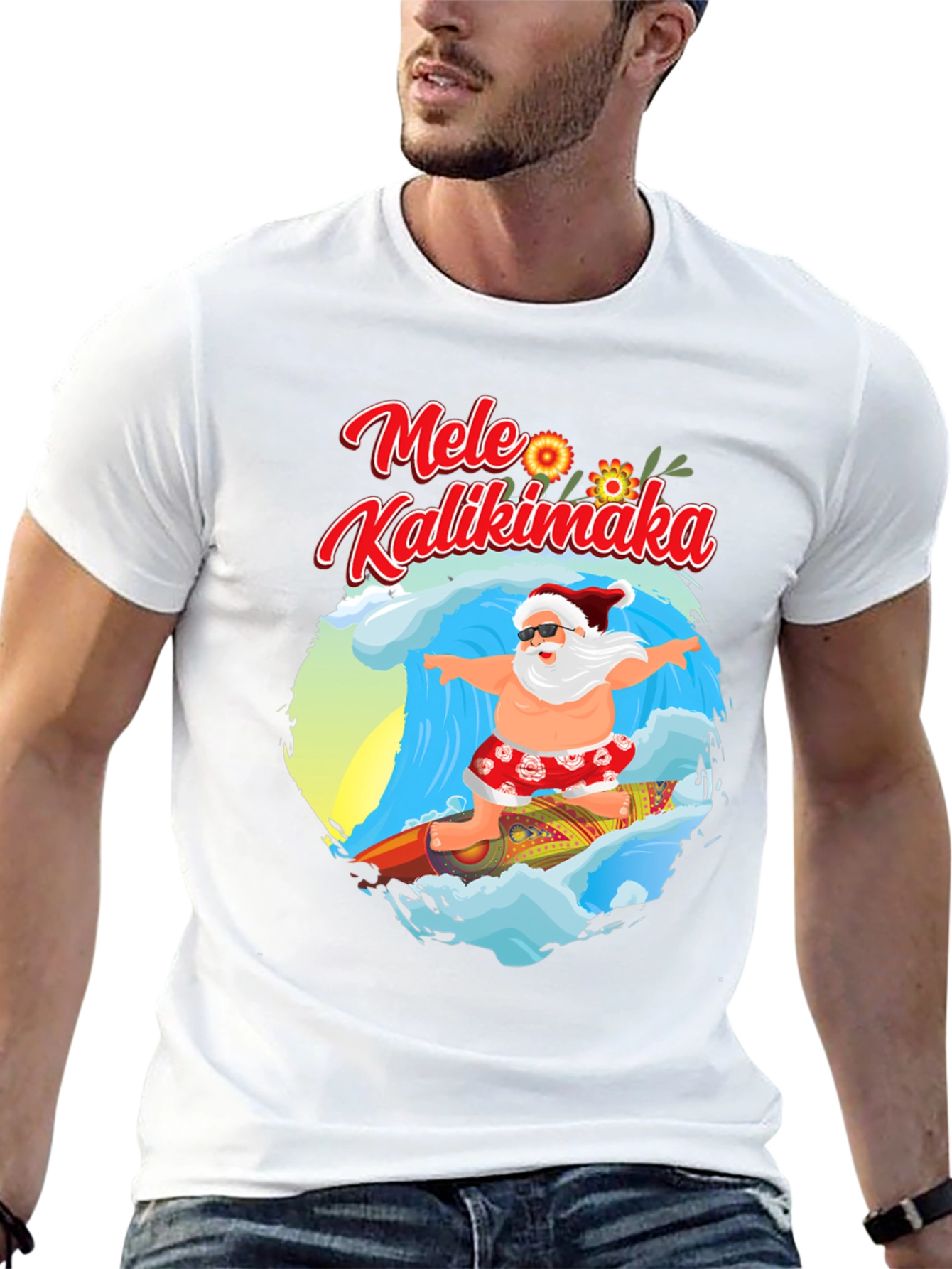 Mele Kalikimaka Surfing Santa T-Shirt
