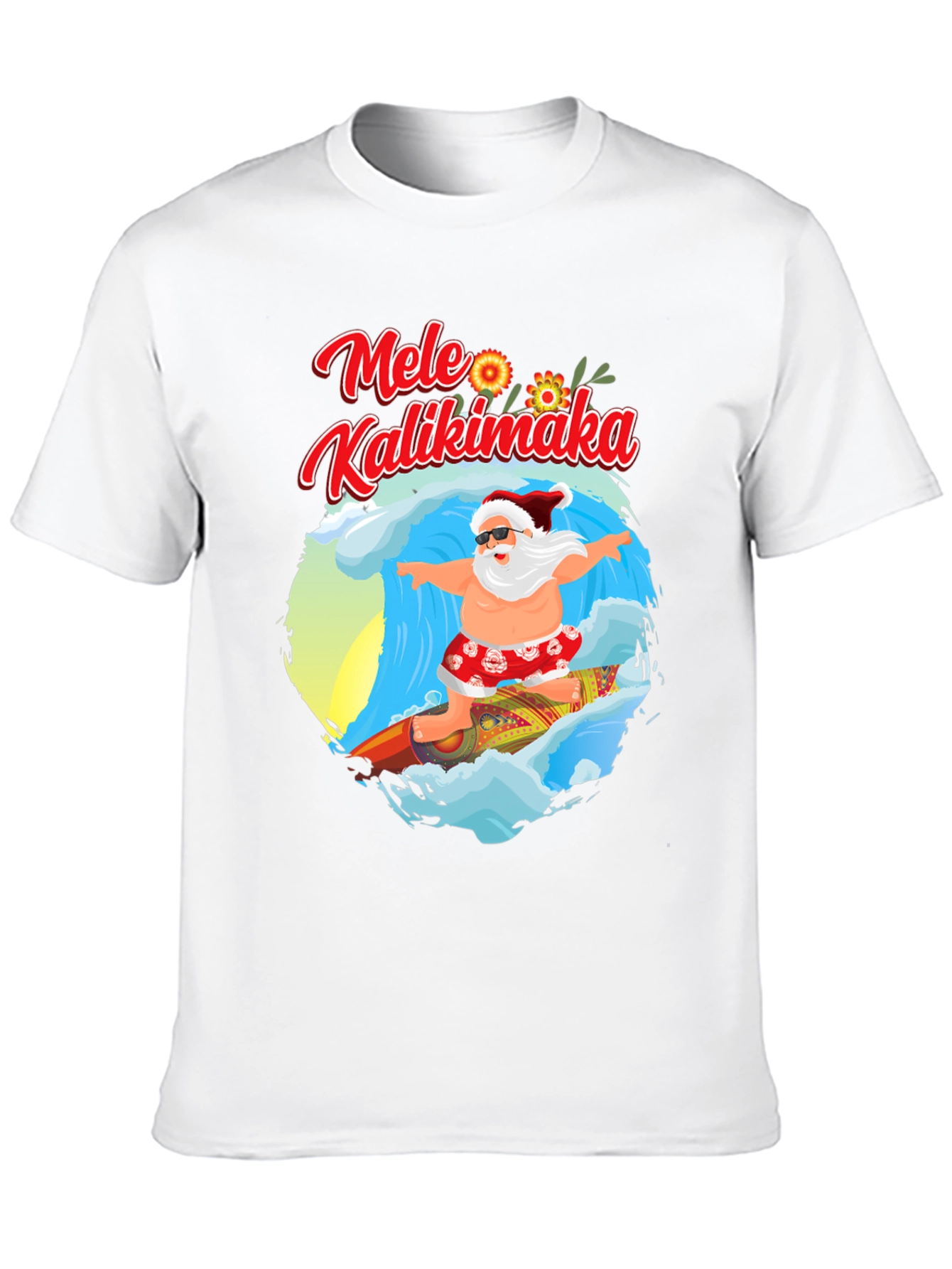 Mele Kalikimaka Surfing Santa T-Shirt