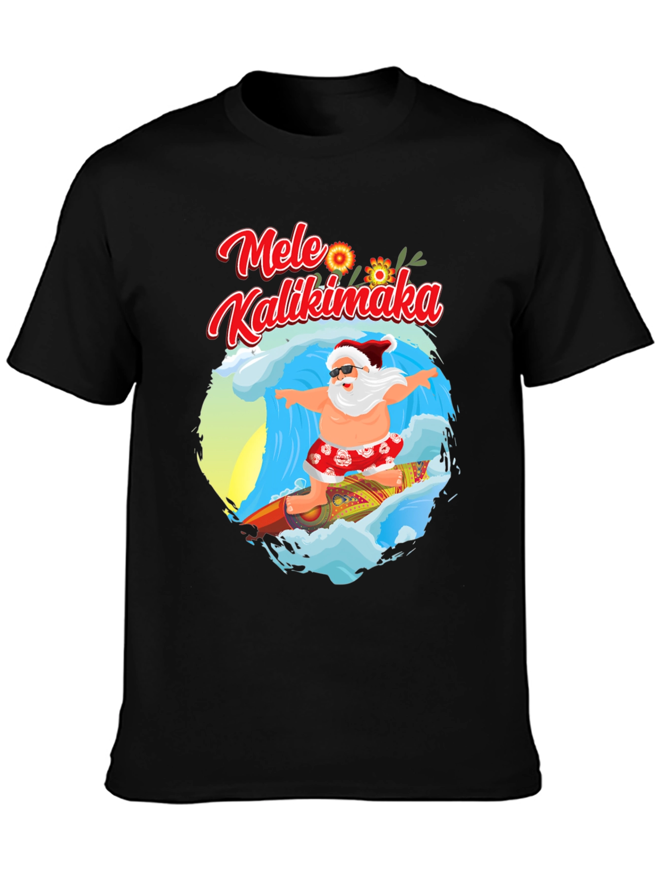 Mele Kalikimaka Surfing Santa T-Shirt
