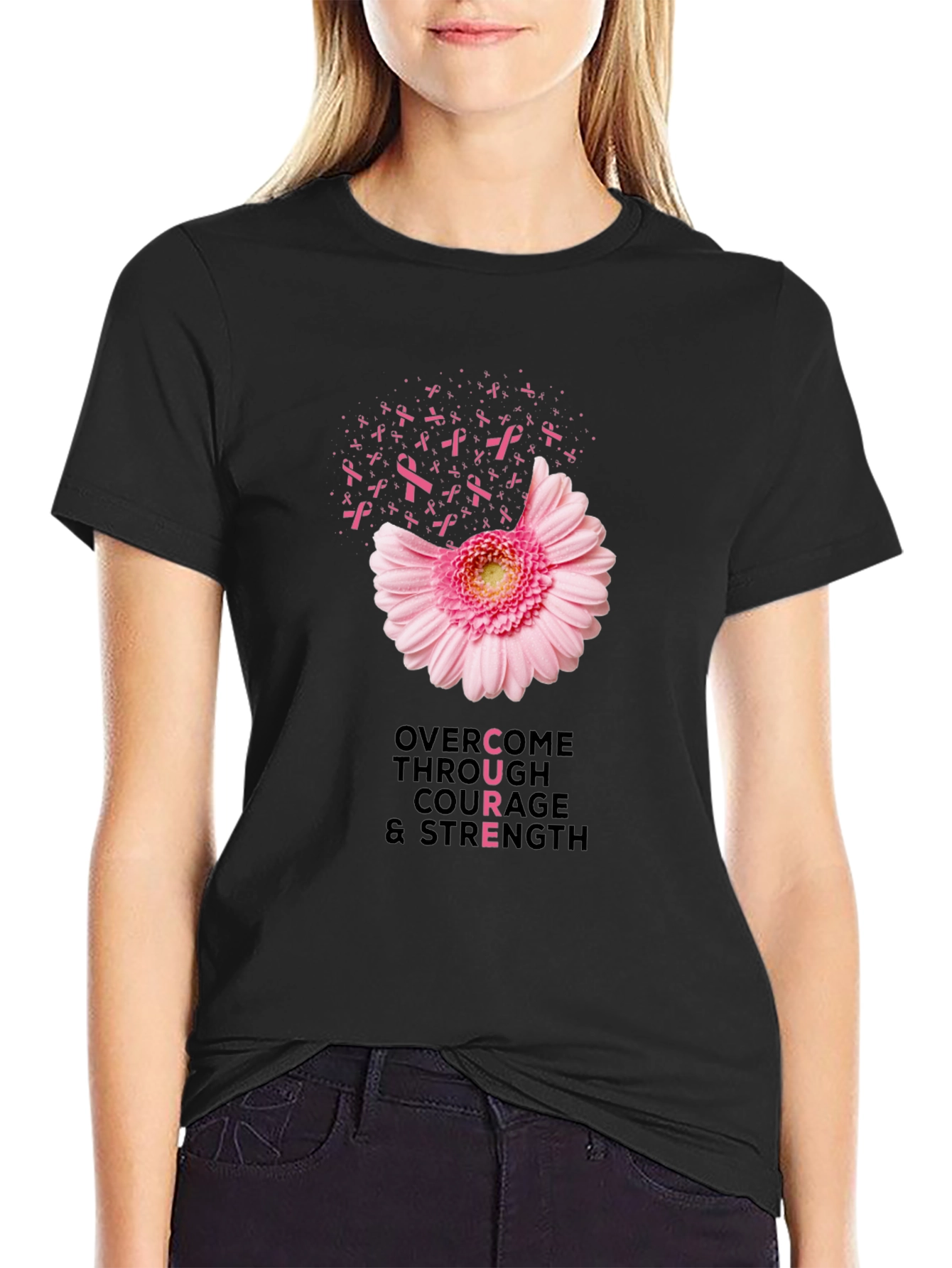 Breast Cancer Awareness T-Shirt: Overcome with Courage