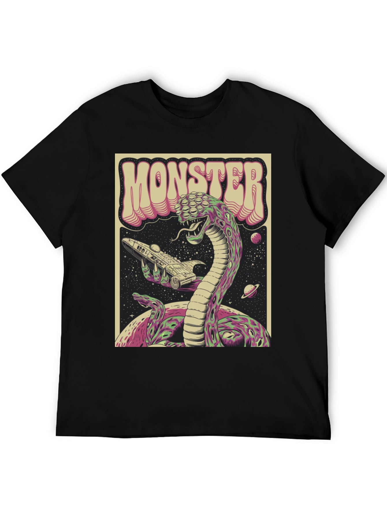 Monster Graphic Tee - Retro Alien Snake T-Shirt