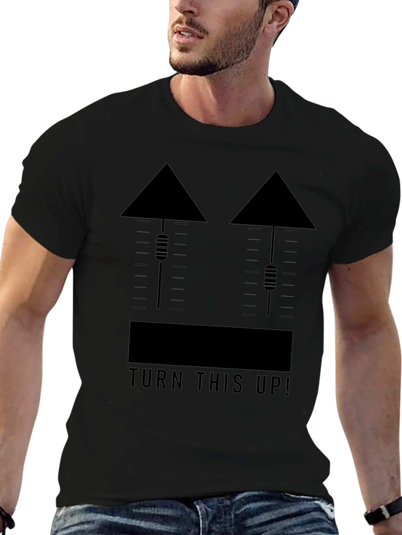 Turn This Up! Black Graphic Tee