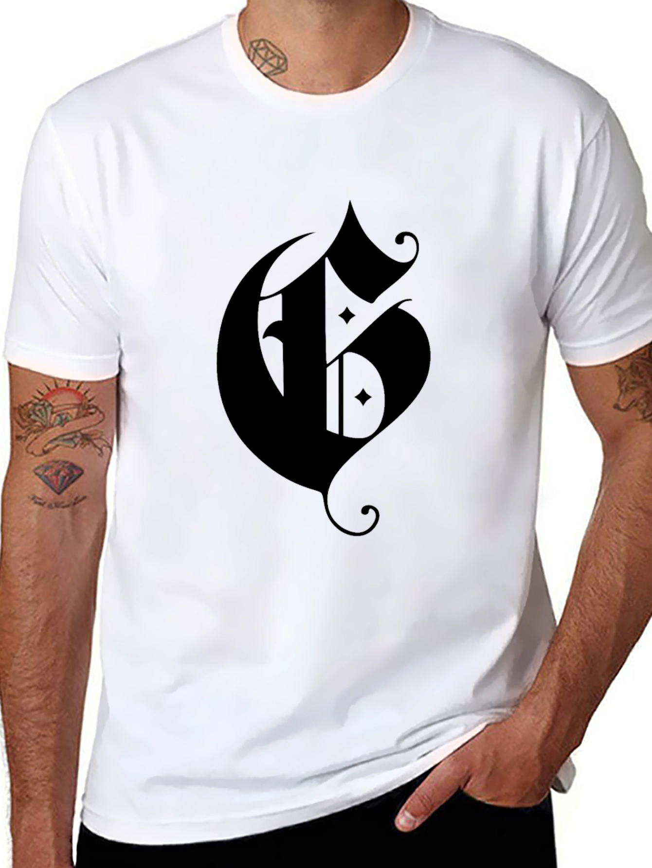 Gothic Initial T-Shirt - Dark Style