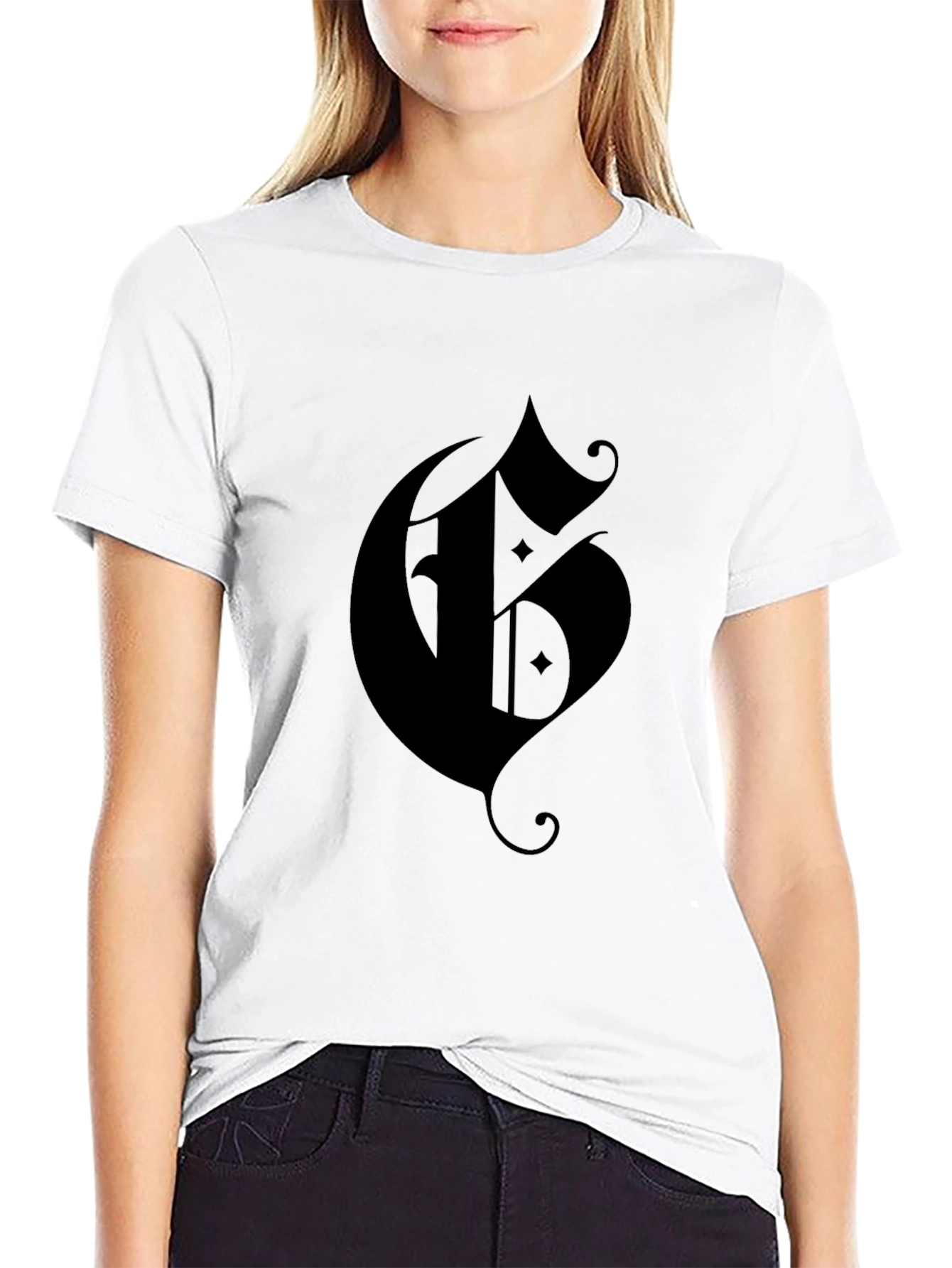 Gothic Initial T-Shirt - Dark Style