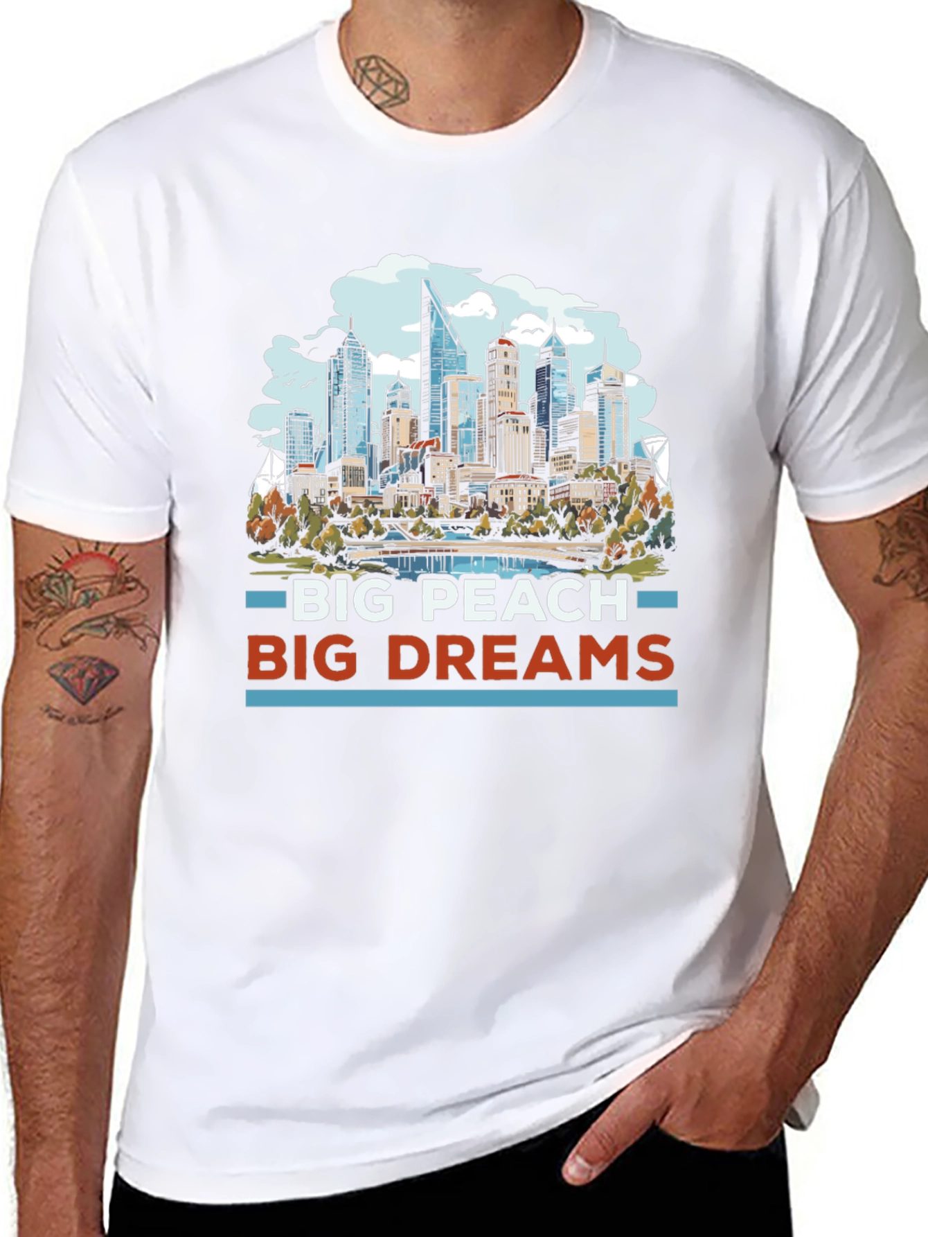 Big Peach Big Dreams Cityscape Graphic Tee