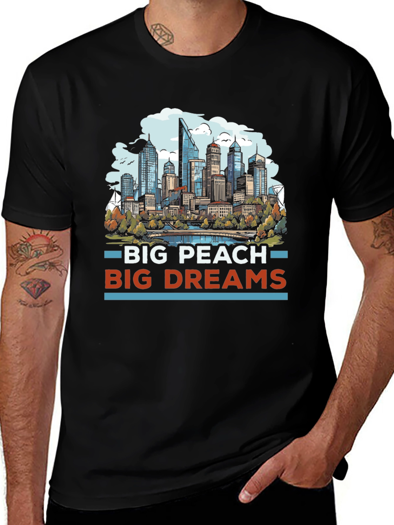 Big Peach Big Dreams Cityscape Graphic Tee