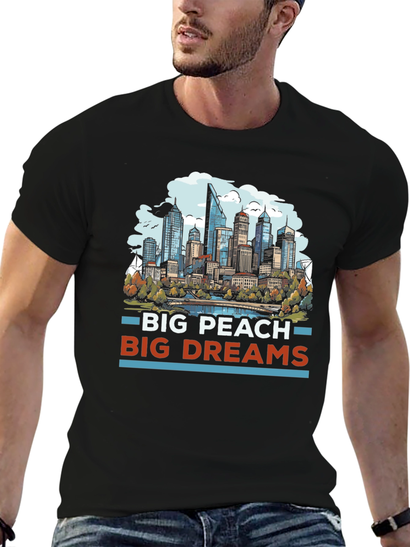Big Peach Big Dreams Cityscape Graphic Tee