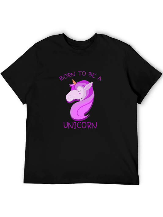 Born To Be A Unicorn T-Shirt - Black Cotton Tee