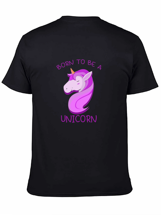 Born To Be A Unicorn T-Shirt - Black Cotton Tee