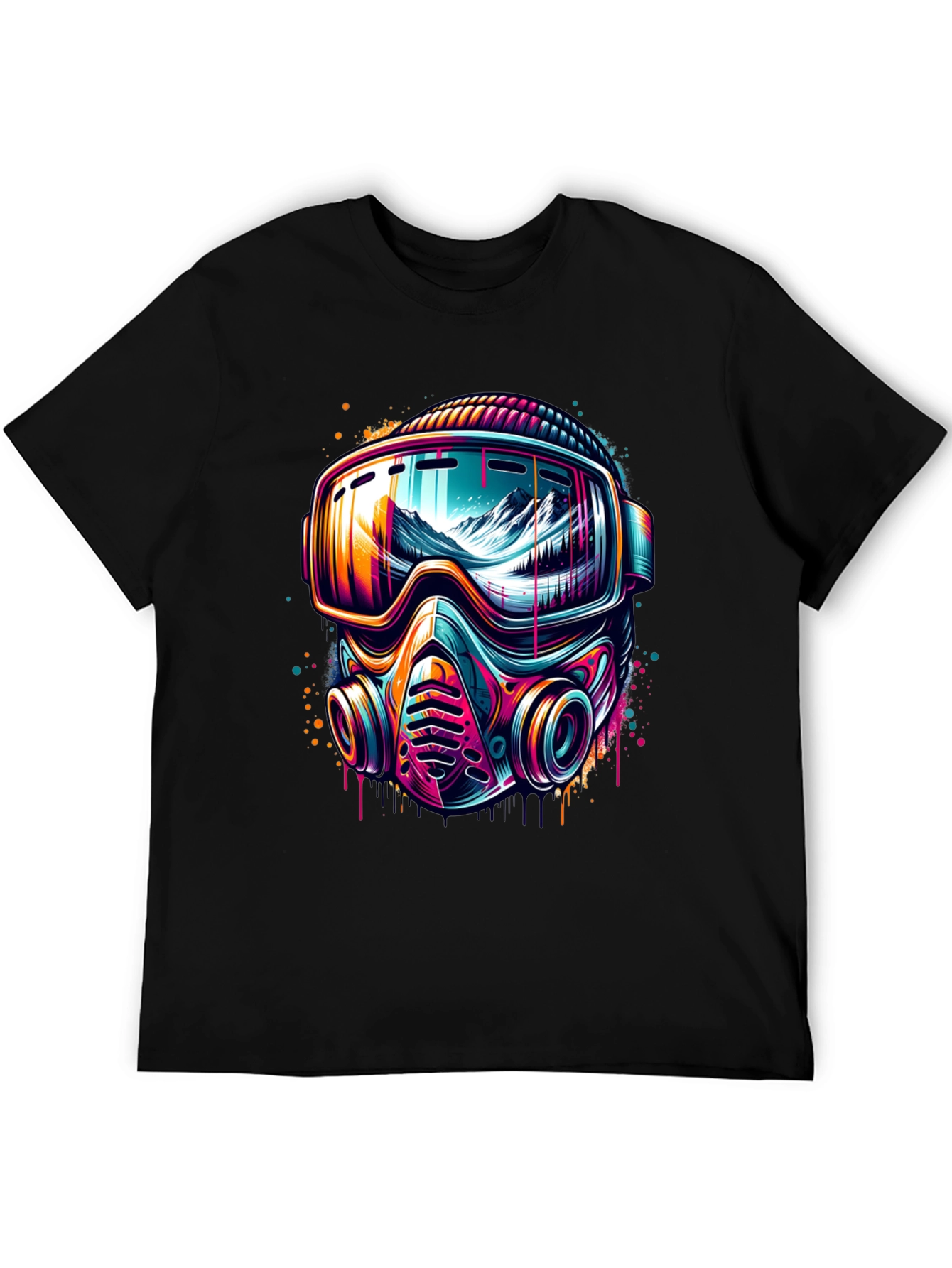 Neon Ski Mask Graphic Tee - Unique Design