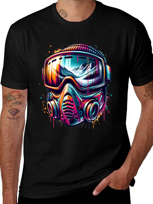 Neon Ski Mask Graphic Tee - Unique Design