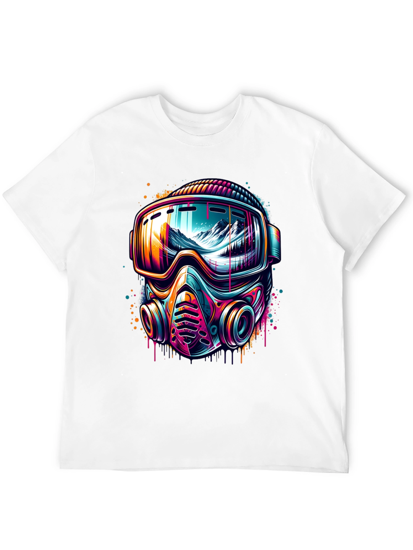 Neon Ski Mask Graphic Tee - Unique Design