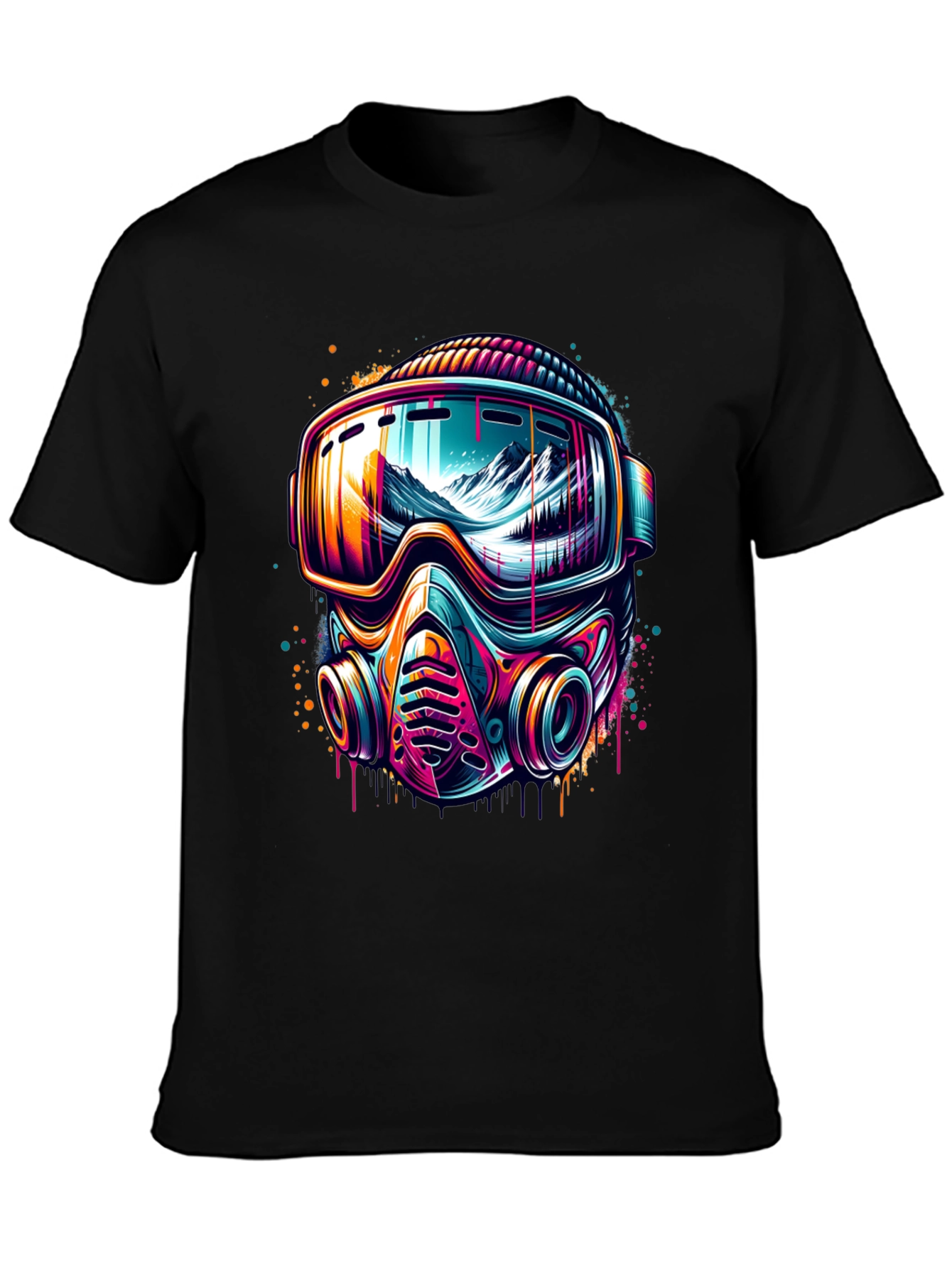 Neon Ski Mask Graphic Tee - Unique Design