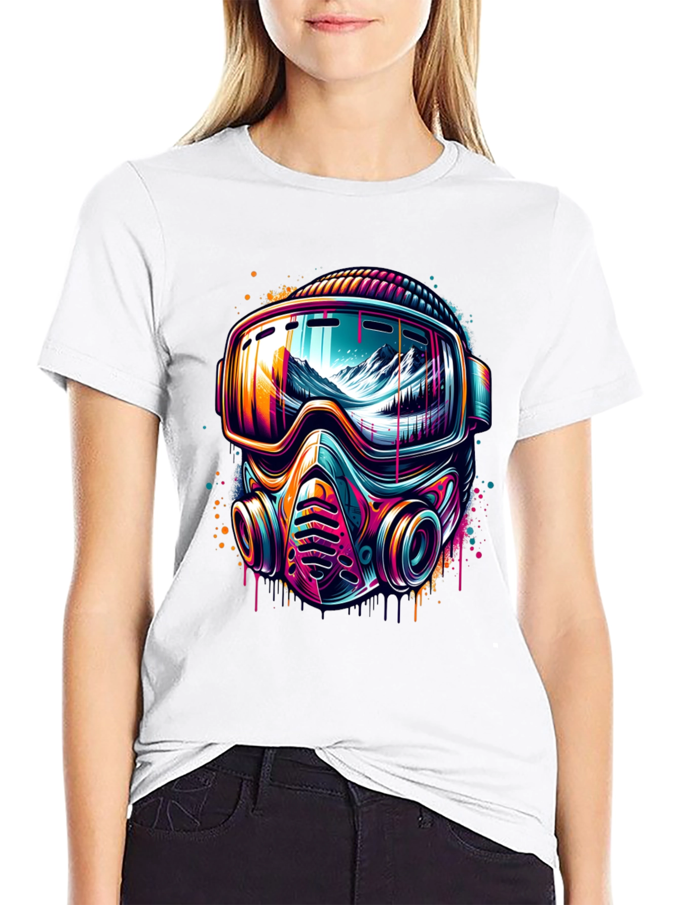Neon Ski Mask Graphic Tee - Unique Design
