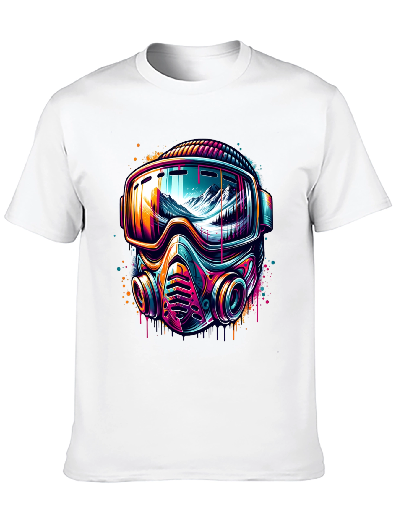 Neon Ski Mask Graphic Tee - Unique Design