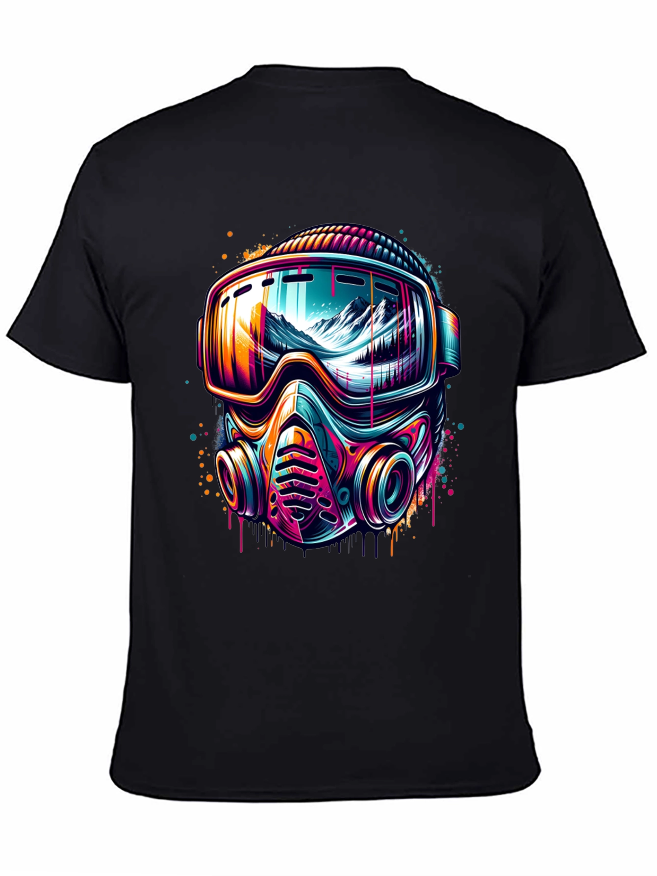 Neon Ski Mask Graphic Tee - Unique Design