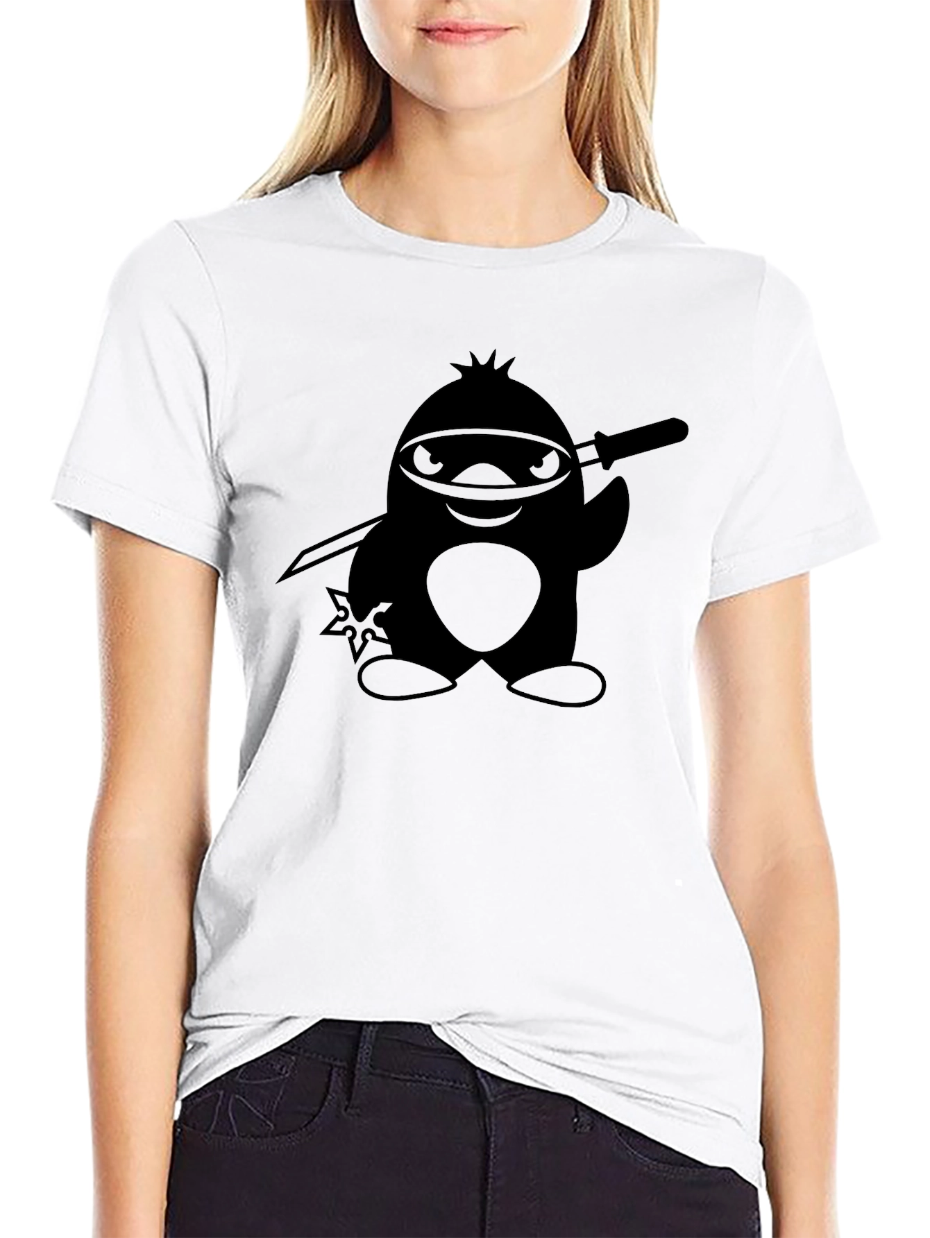 Ninja Penguin Black T-Shirt - Stealth Mode Activated!