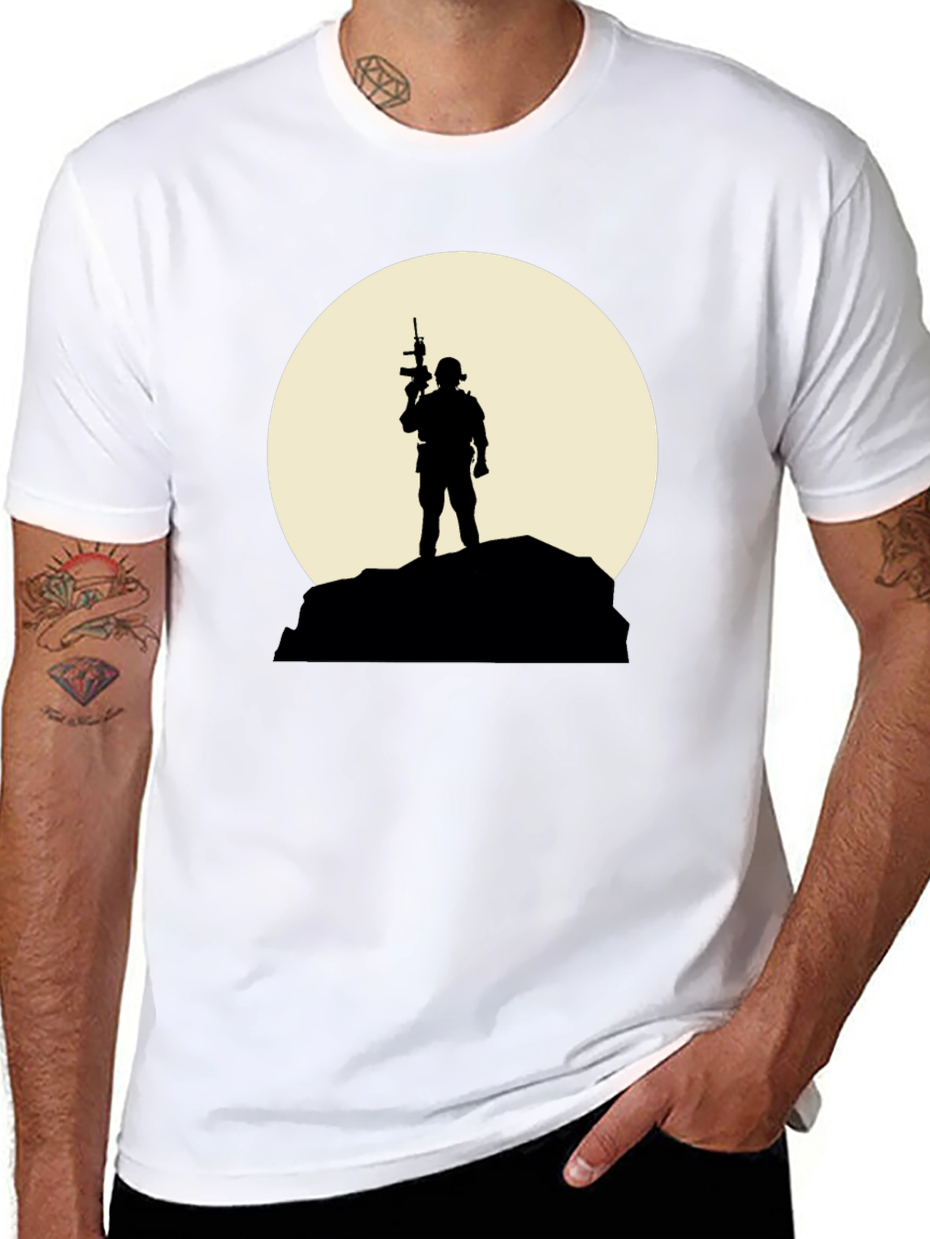 Soldier Silhouette Graphic Tee - Black