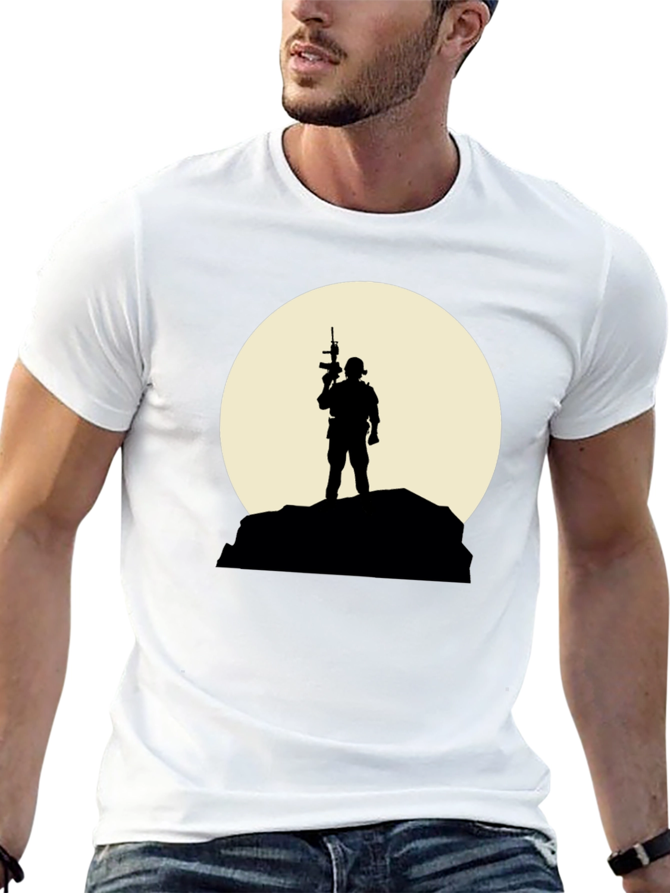 Soldier Silhouette Graphic Tee - Black