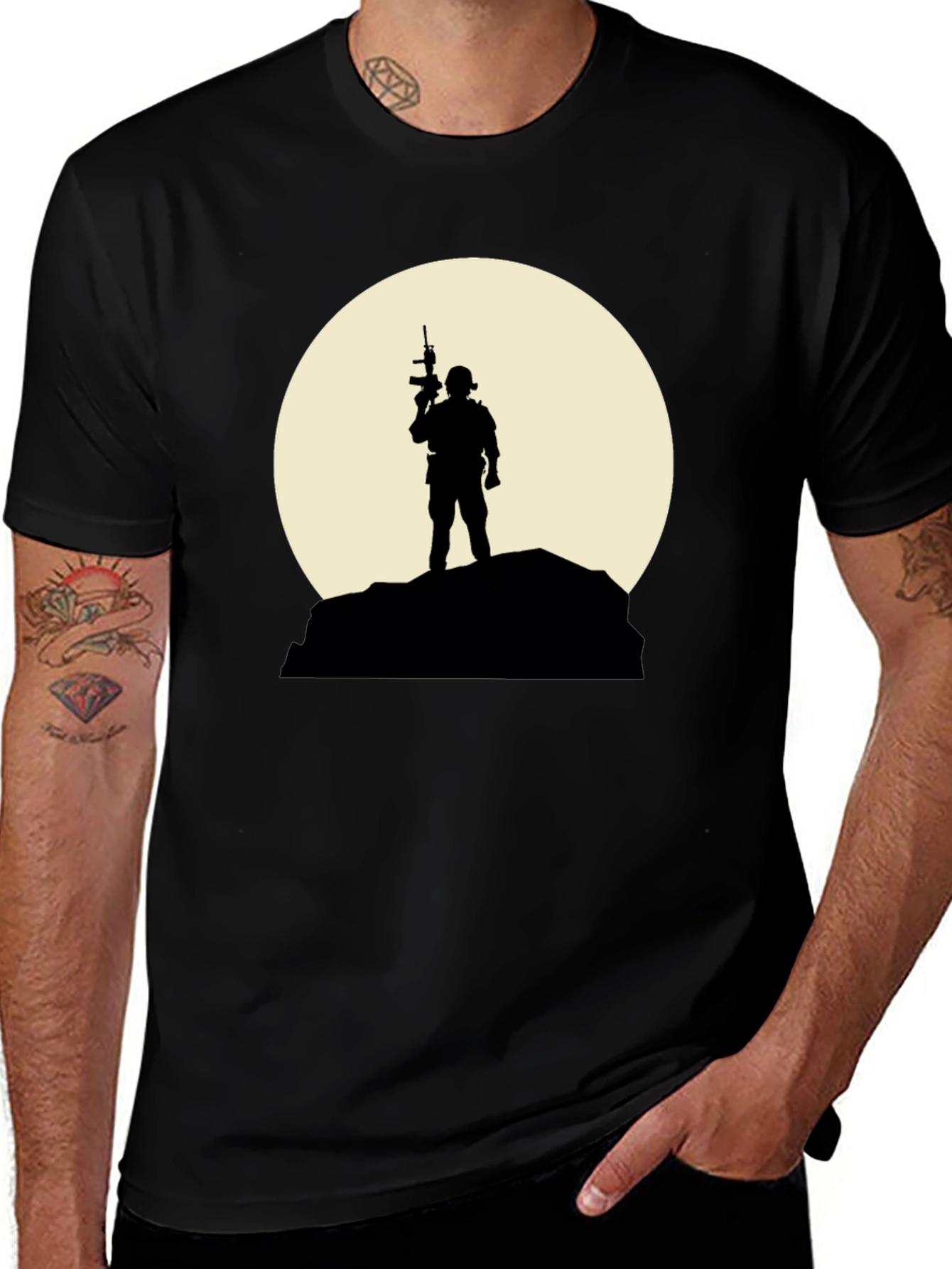 Soldier Silhouette Graphic Tee - Black