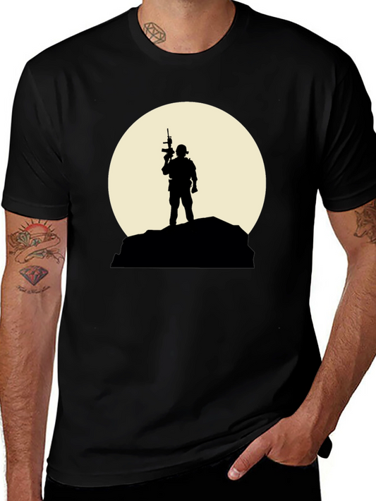 Soldier Silhouette Graphic Tee - Black