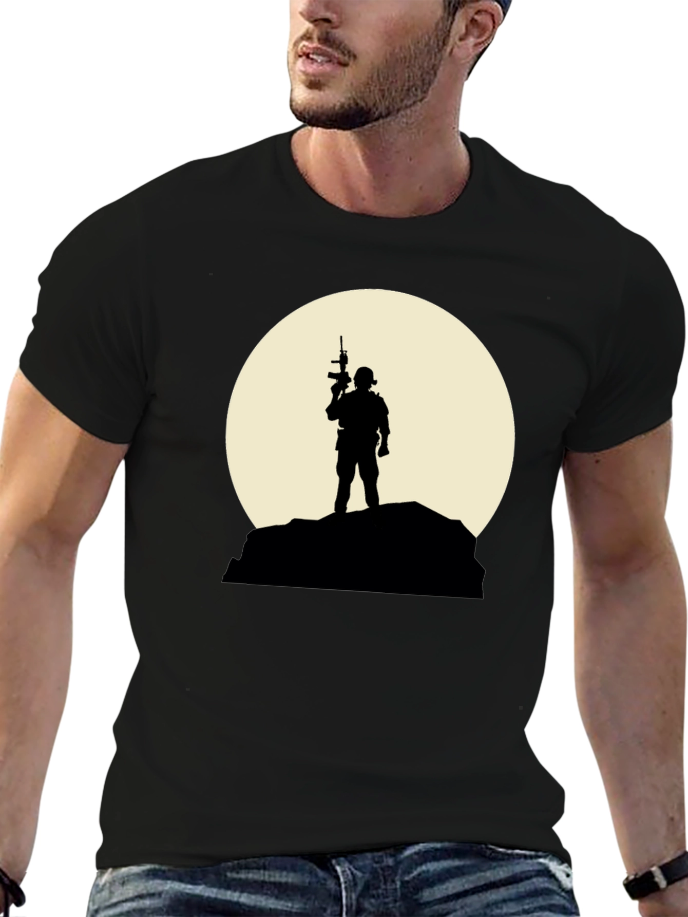 Soldier Silhouette Graphic Tee - Black