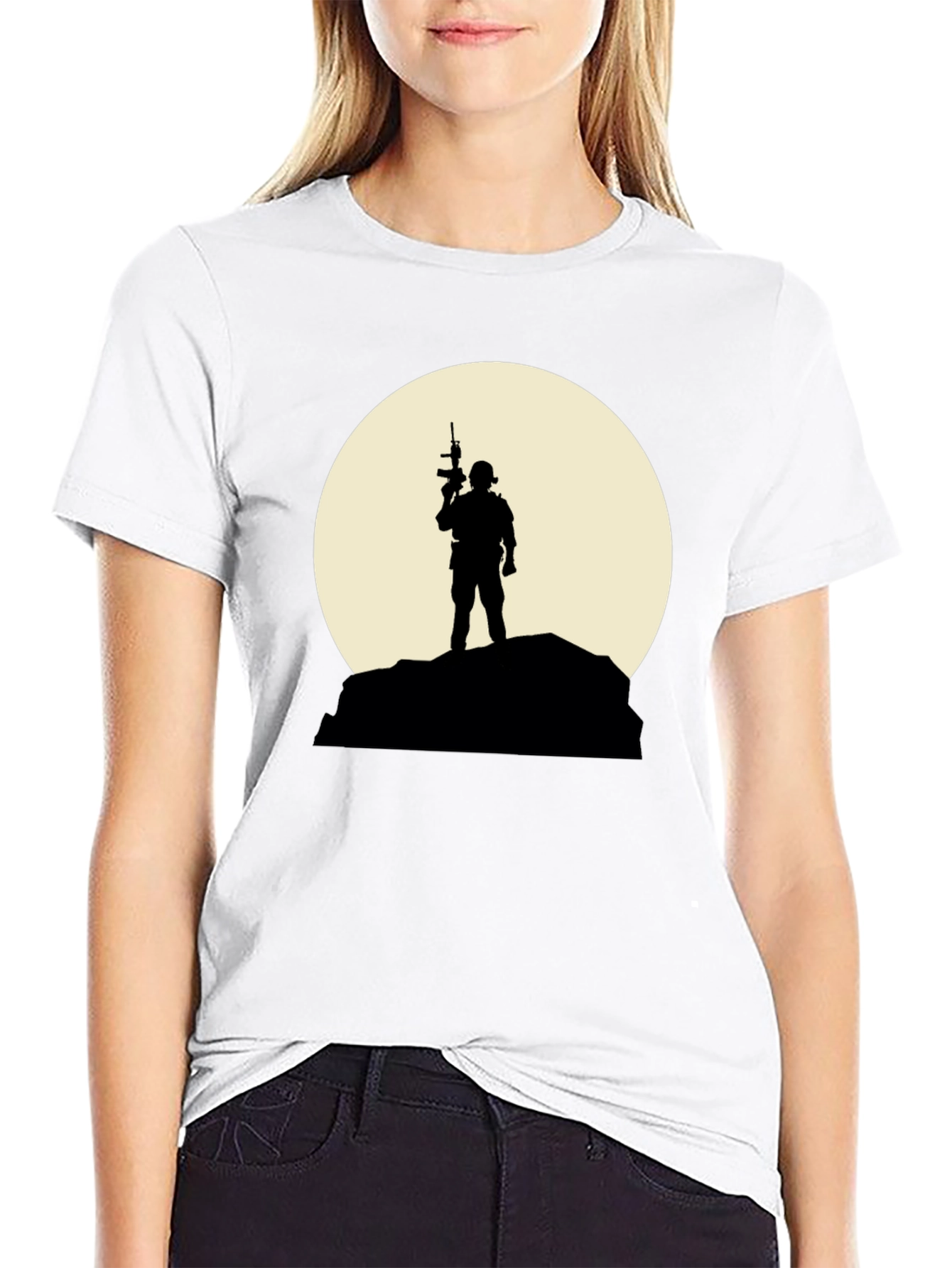Soldier Silhouette Graphic Tee - Black