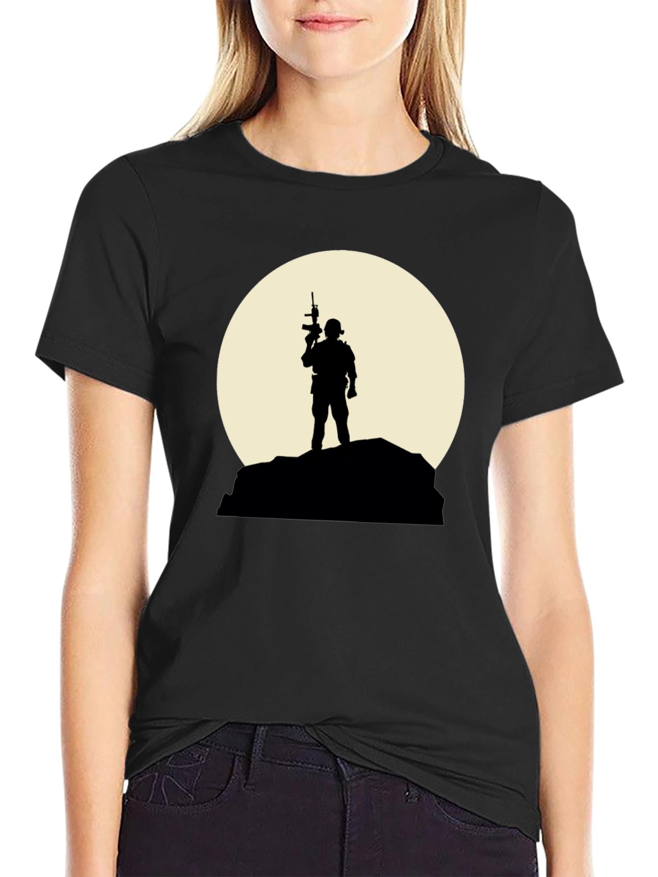 Soldier Silhouette Graphic Tee - Black