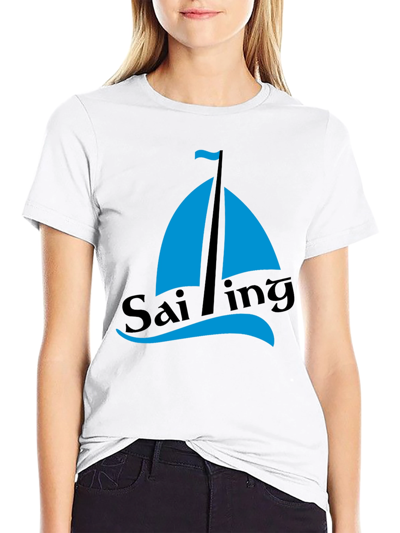Sailing Graphic Tee - Mens Black Cotton T-Shirt