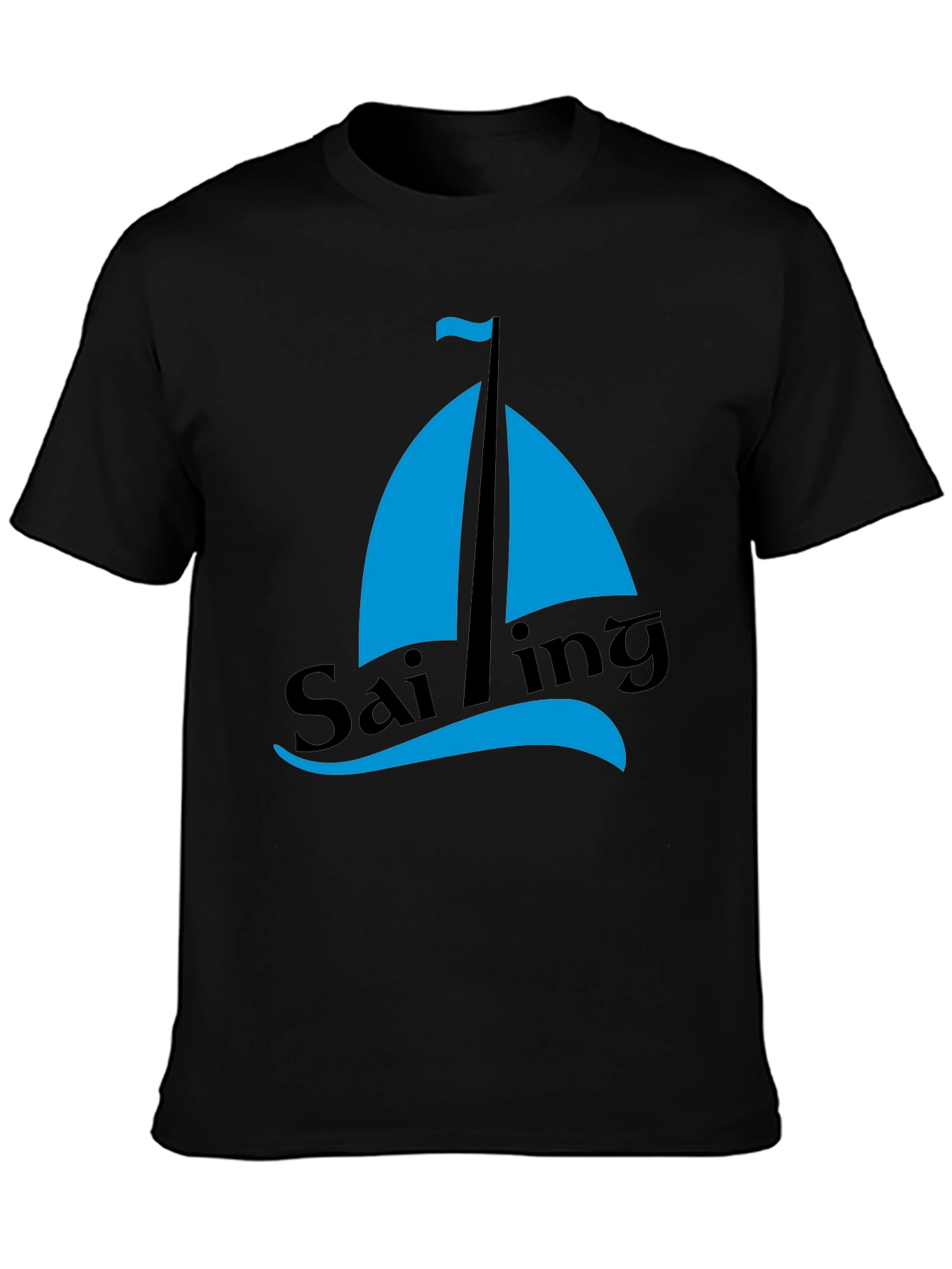 Sailing Graphic Tee - Mens Black Cotton T-Shirt