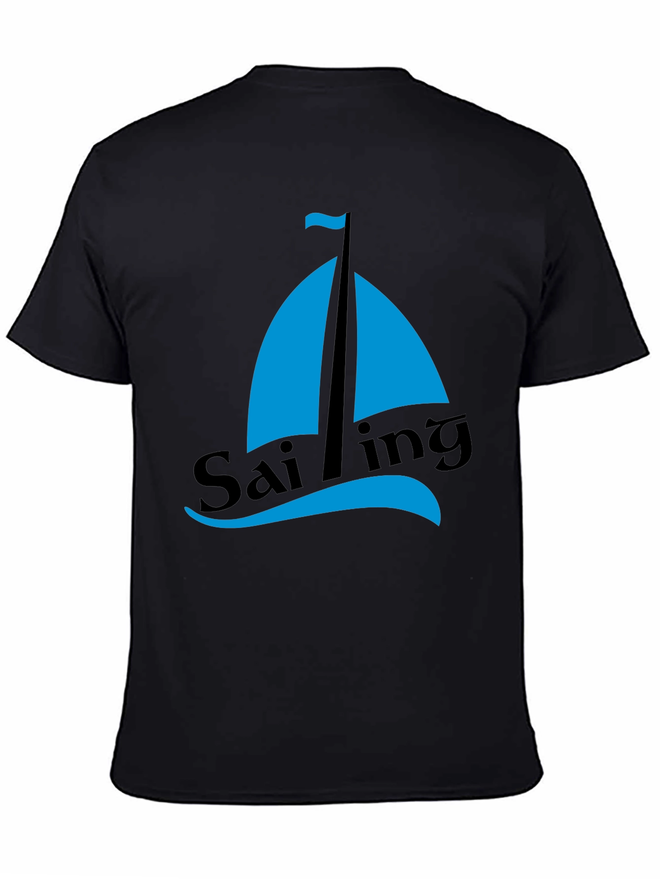 Sailing Graphic Tee - Mens Black Cotton T-Shirt