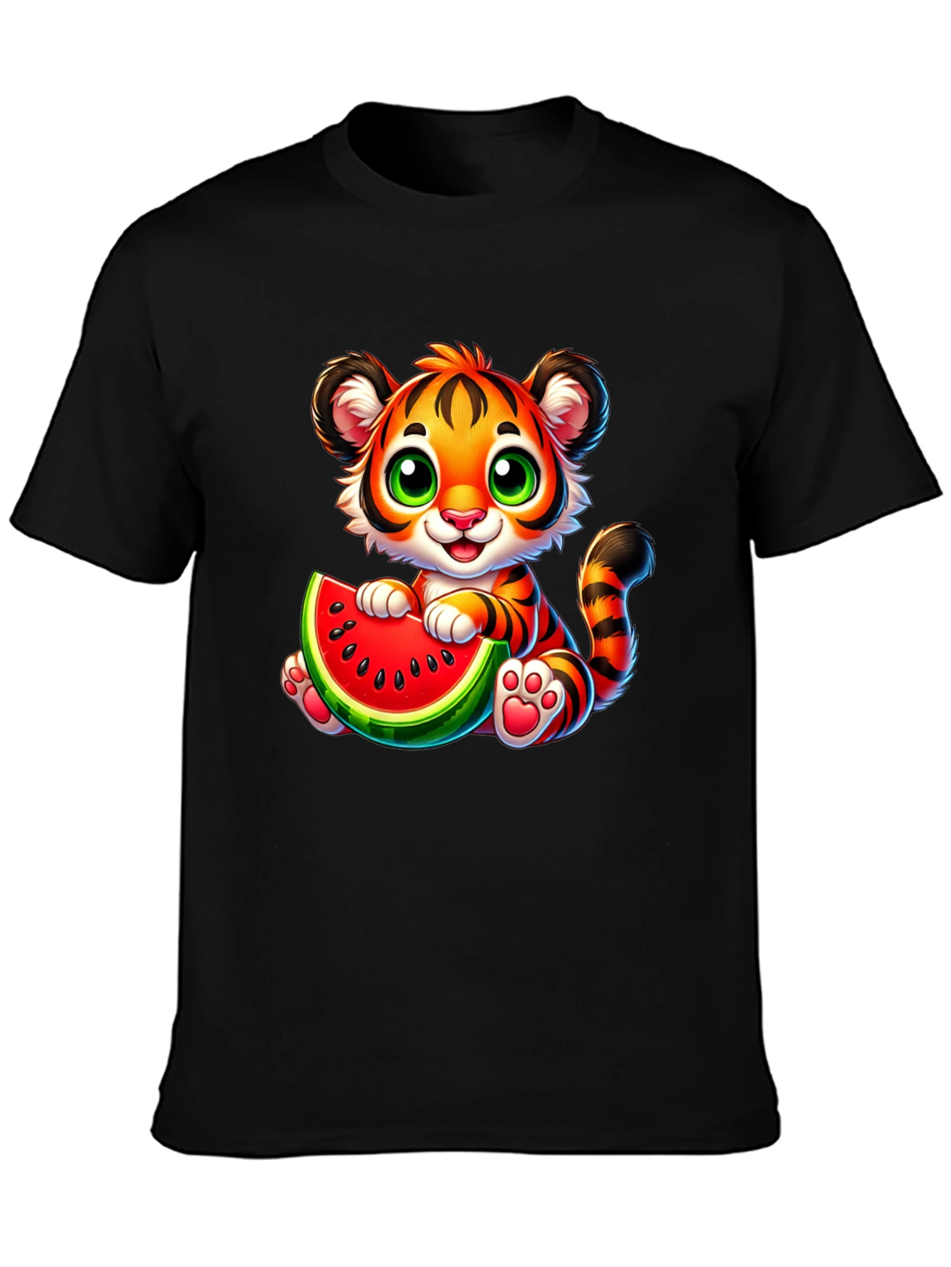 Cute Tiger Watermelon Graphic Tee - Fun Summer Style