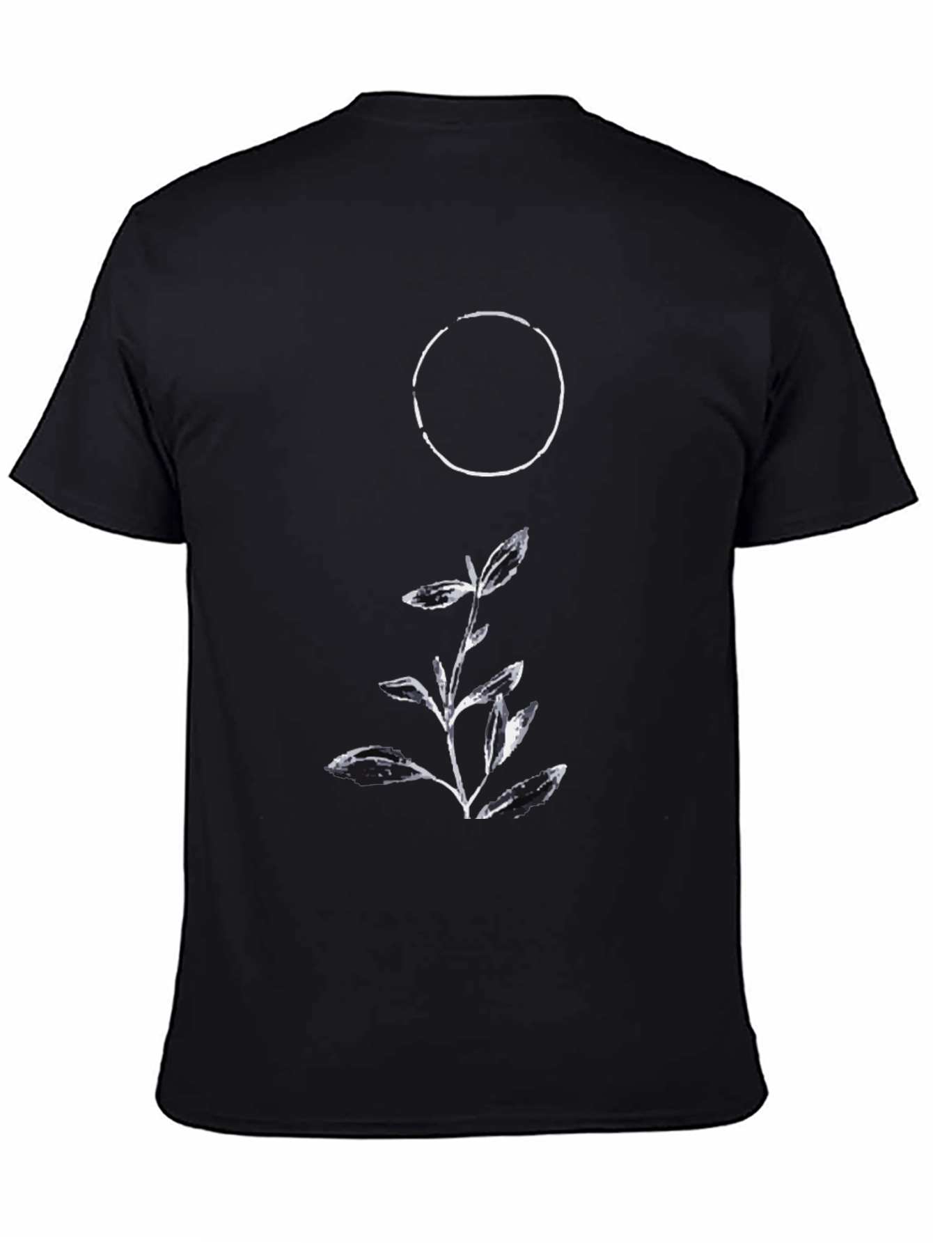 Minimalist Graphic Tee: Circle & Botanical Design