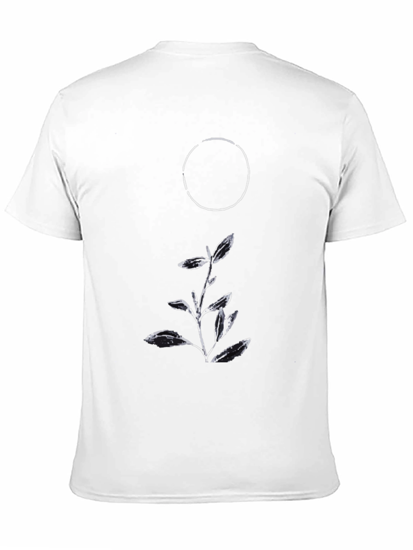 Minimalist Graphic Tee: Circle & Botanical Design