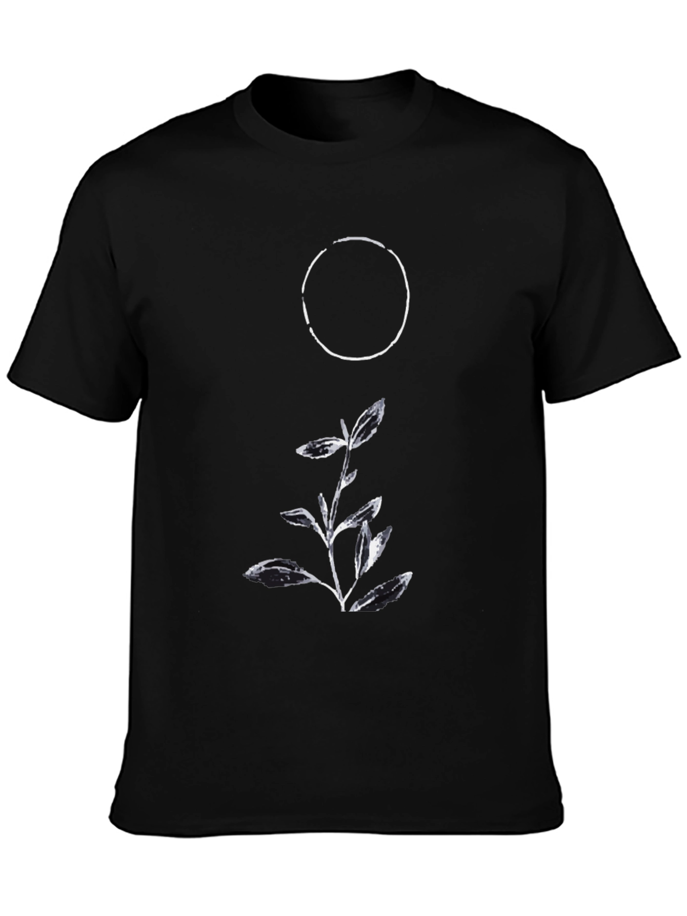 Minimalist Graphic Tee: Circle & Botanical Design